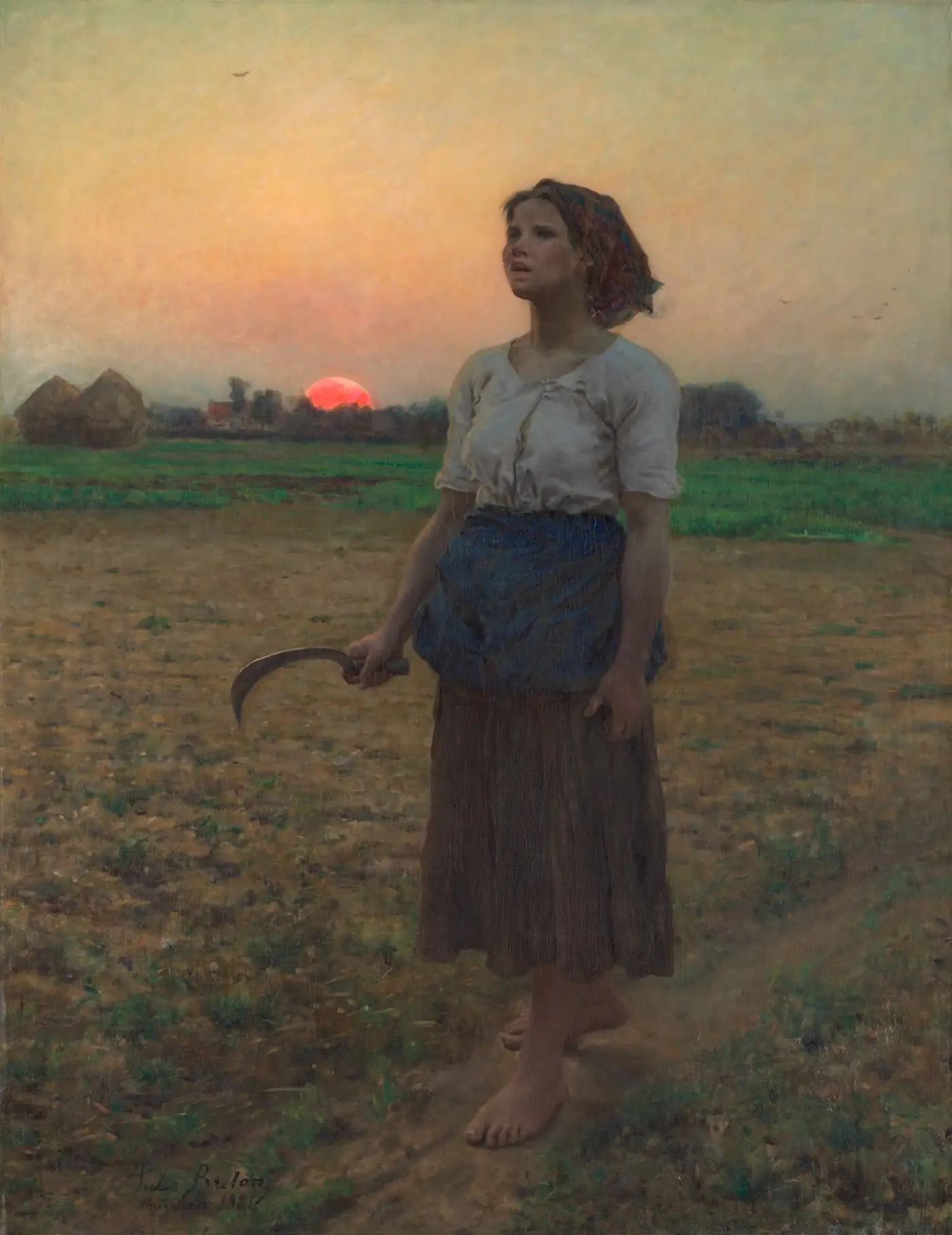 Jules Breton’s The Song of the Lark: a young woman stands in a field at sunrise.